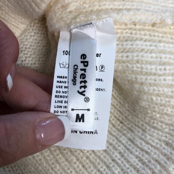 Epretty Cream Textured Knit Pullover Sweater Womens Size Medium Long Sleeve NEW - Picture 6 of 9